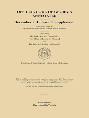 cover image of Official Code of Georgia Annotated